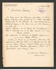 k.k. naturhistorisches Hofmuseum, Intendanzakten 1885-1896 (Hauer), Aktenzahl Z.521/1889, Seite 1